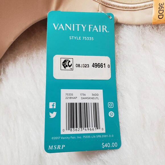 VANITY FAIR 75335 Damask Neutral Body Caress Full Coverage Convertible Bra 36DD - Picture 2 of 13